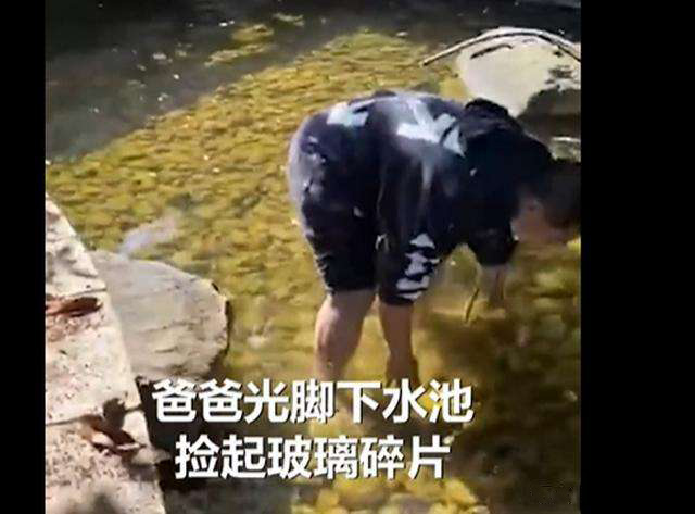 傳送帶廠(chǎng)家：榜樣！爸爸赤腳下水撈寶寶扔的玻璃渣